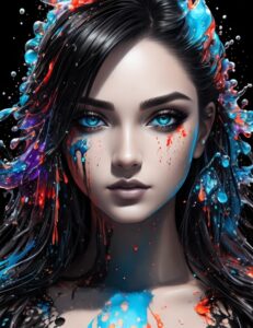 DreamShaper_v5_woman_Hyperdetailed_Eyes_TeeShirt_Design_Line_A_1